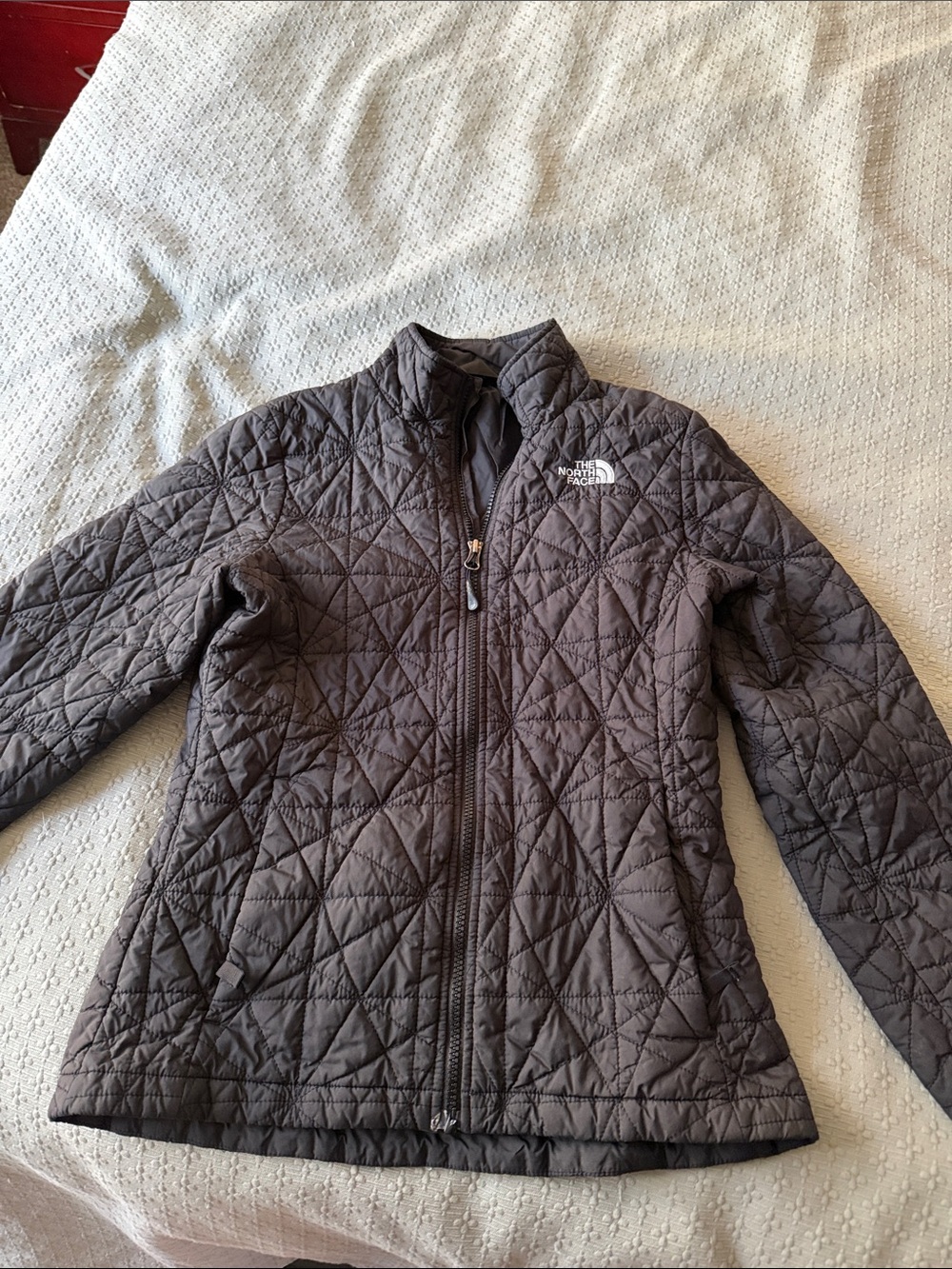 The North Face Quilted Dark Gray Zip-Front Jacket